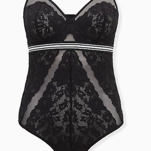 Torrid logo Black Mesh & Lace Bodysuit